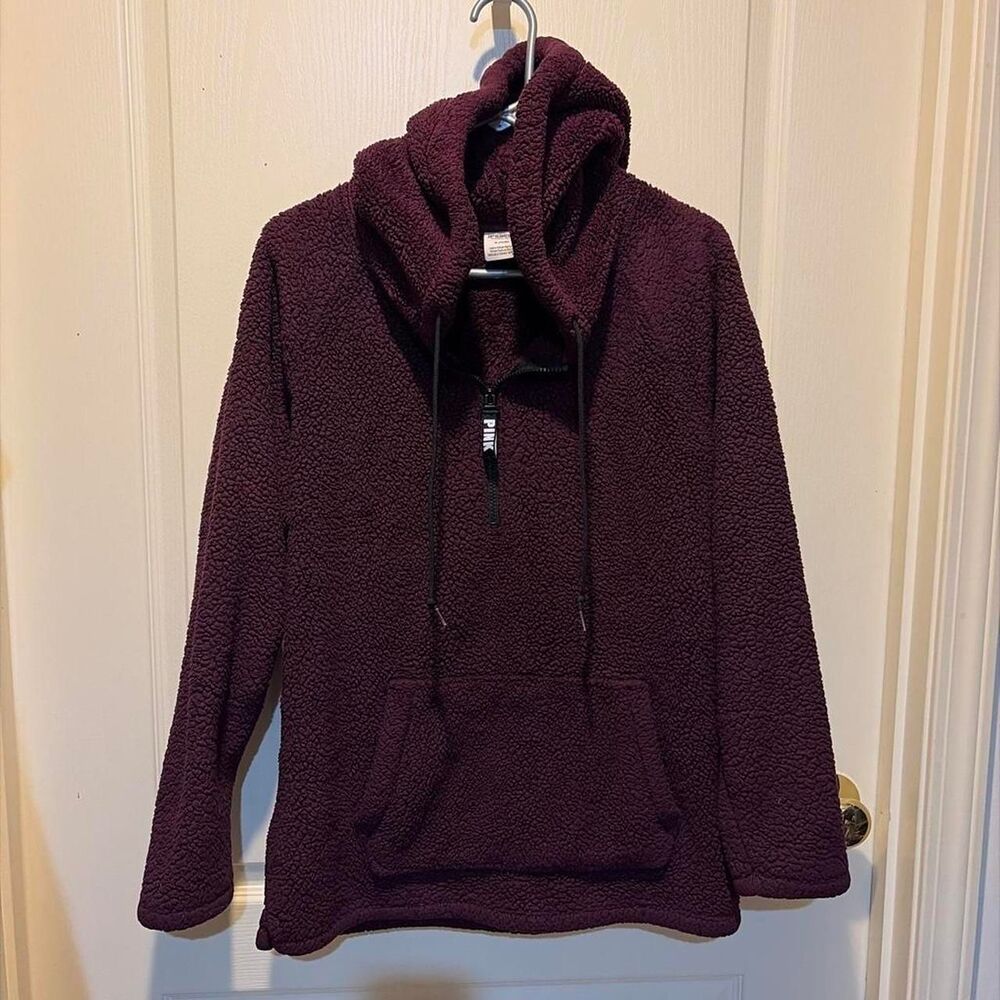 Victoria-s-secret-pink Women's Burgundy and Purple Hoodie